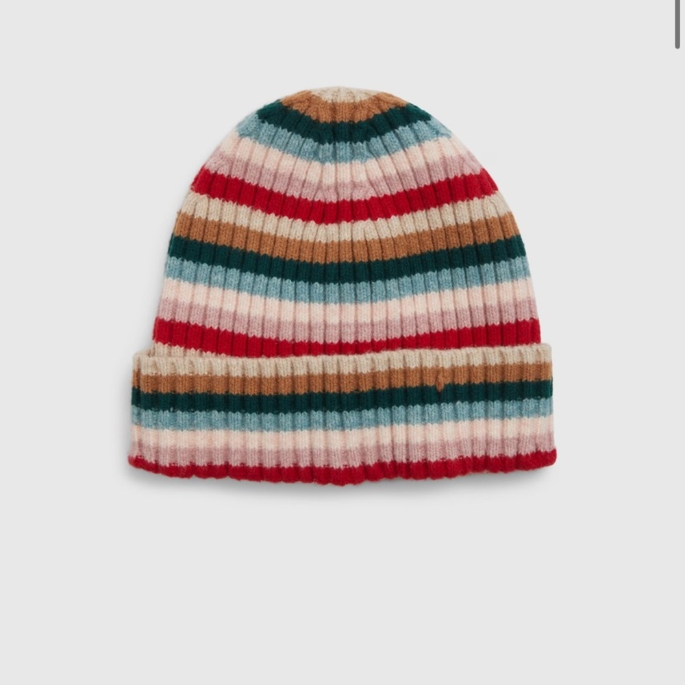 GAP NWT CashSoft Ribbed Foldover Beanie - Happy Multi‎ Stripe